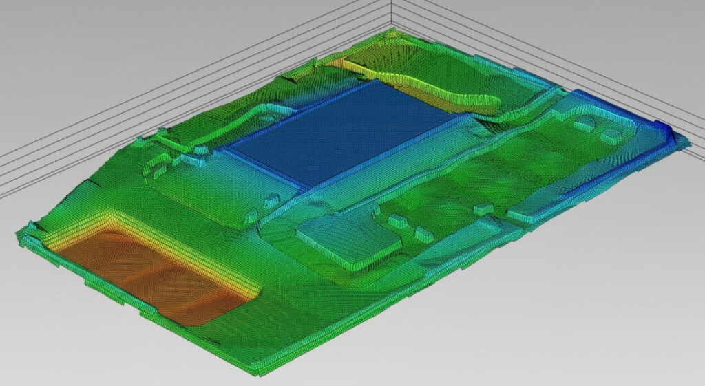 3D site model showing grading surface and contours